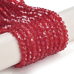 Brique Rouge Cuisson des brins de perles de verre transparentes peintes, imitation opalite, facette, Toupie, firebrick, 3.5x2.5mm, Trou: 0.7mm, Environ 135 pcs/chapelet, 16.85 pouce (42.8 cm)