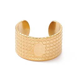 Oro Chapado iónico (ip) 304 anillo de puño abierto con diseño ovalado de acero inoxidable, anillo grueso ancho para hombres mujeres, dorado, tamaño de EE. UU. 9 1/4 (19.1 mm)