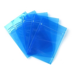 Bleu Sac en plastique transparent à fermeture éclair, sacs de rangement, sac auto-scellant, joint haut, rectangle, bleu, 12x8x0.15 cm