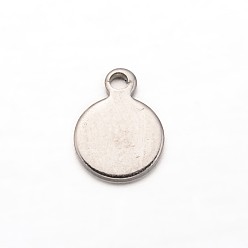 Stainless Steel Color 304 Stainless Steel Charms, Blank Stamping Tag, Flat Round, Stainless Steel Color, 9.5x7x0.8mm, Hole: 1mm