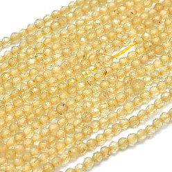Citrine Natural Citrine Beads Strands, Faceted, Round, Dyed & Heated, 2mm, Hole: 0.5mm, about 192pcs/strand, 15.16 inch(38.5cm)