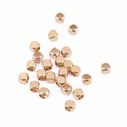 Brut (Non-plaqué) Laiton perles d'entretoise, sans nickel, cube, brut (non plaqué), 4x4mm, Trou: 2.5mm