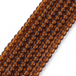 Saddle Brown Glass Beads Strands, Round, Saddle Brown, 2mm, Hole: 0.6mm, about 185~206pcs/strand, 14.37~14.76 inch(36.5~37.5cm)