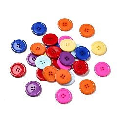 Color mezclado Botones de resina, teñido, plano y redondo, color mezclado, 30x3 mm, agujero: 3 mm, 98 unidades / bolsa