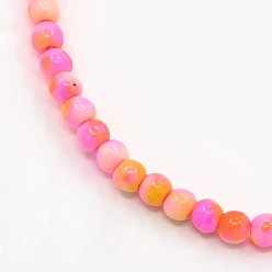 Rose Foncé Océan synthétique perles de jade blanc brins, teint, ronde, rose foncé, 6mm, Trou: 1mm, Environ 66 pcs/chapelet, 15.74 pouce