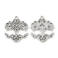Antique Silver Tibetan Style Alloy Pendants, Tree of Life, Antique Silver, 31.5x27x1.5mm, Hole: 2.5mm