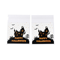 House Halloween Theme Plastic Bakeware Bag, with Self-adhesive, for Chocolate, Candy, Cookies, Square, House, 130x100x0.2mm, about 100pcs/bag
