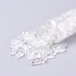 Cristal de Quartz Bouteille en verre qui souhaitent, pour la décoration de pendentif, avec perles de cristal de quartz à l'intérieur et bouchon en liège, 22x71mm