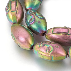 Plaqué Multicolore Galvaniques perles d'hématite synthétique non magnétique brins, tête de bouddha, multi-couleur plaquée, 25.5x15x14mm, Trou: 1.8mm, Environ 15 pcs/chapelet, 15.15 pouce (38.5 cm)