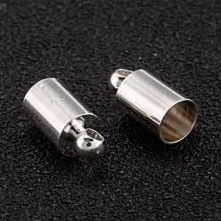 925 Sterling Silver Plated Brass Cord Ends, End Caps, Long-Lasting Plated, Column, 925 Sterling Silver Plated, 10x5mm, Hole: 1.8mm, Inner Diameter: 4mm