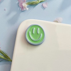 Verde Claro Lindo multifunción resina adhesivo magnético para refrigerador imanes de nevera gancho colgante, con esmalte, cara sonriente, verde claro, 23x22 mm