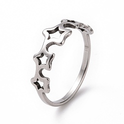 Нержавеющая Сталь Цвет 201 кольцо из нержавеющей стали со звездой для женщин, цвет нержавеющей стали, размер США 6 1/2 (16.9 мм)