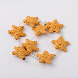 Gold Synthetic Lava Rock Bead Strands, Star, Dyed, Gold, 40x40x10mm, Hole: 1mm, about 12pcs/strand, 16.1 inch