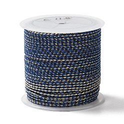 Dark Blue 4-Ply Polycotton Cord, Handmade Macrame Cotton Rope, with Gold Wire, for String Wall Hangings Plant Hanger, DIY Craft String Knitting, Dark Blue, 1.5mm, about 21.8 yards(20m)/roll