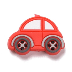 Red Silicone Focal Beads, Car, Red, 21.5x32x8mm, Hole: 2.5mm