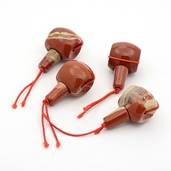 Jaspe Rouge Gourde 3 trous perles jaspe rouge naturel gourou, perles t-percées, 22x11x12mm, Trou: 2mm