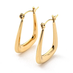 Real 18K Gold Plated 304 Stainless Steel Trapezoid Hoop Earrings, Real 18K Gold Plated, 30x22mm