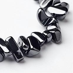 Non-magnetic Hematite Non-magnetic Synthetic Hematite Beads Strands, Chip, Black, Size: about 5~8mm, hole: 0.8mm, 125pcs/strand, 16 inch