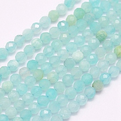 Amazonite Natural Amazonite Beads Strands, Grade A, Faceted, Round, 3mm, Hole: 0.5mm, about 127pcs/strand, 15.7 inch(40cm)