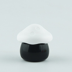 Black Mushroom Shape Opaque Acrylic Refillable Container with PP Plastic Cover, Portable Travel Lipstick Face Cream Jam Jar, Black, 4.48x4.48cm, Capacity: 10g