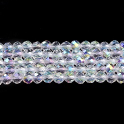 Clear Electroplate Glass Beads Strands, AB Color Plated, Faceted Round, Clear, 3x2.5mm, Hole: 0.7mm, about 149pcs/strand, 14.57''(37cm)
