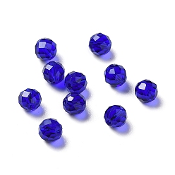 Bleu Foncé Verre imitation perles de cristal autrichien, facette, ronde, bleu foncé, 6mm, Trou: 1mm