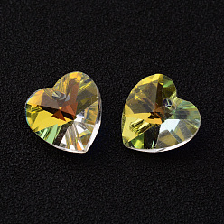 Clear Heart Faceted K9 Glass Charms, Imitation Austrian Crystal, Clear, 10x10x6mm, Hole: 1mm
