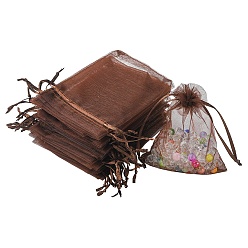 Chocolate Bolsas de organza bolsas de almacenamiento de joyas, Bolsas de regalo con cordón de malla para fiesta de boda, chocolate, 12x9 cm