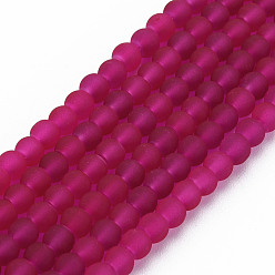 Средний Фиолетово-красный Прозрачные стеклянные бусины, матовые, круглые, средне фиолетовый красный, 4 мм, отверстие : 1.1~1.6 мм, около 200 шт / нитка, 31.4 дюйм
