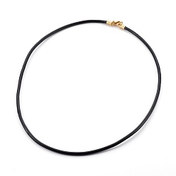 Black Leather Cord Necklace Making, with 304 Stainless Steel Lobster Claw Clasps, Golden, Black, 18.4 inch(46.8cm), 3mm