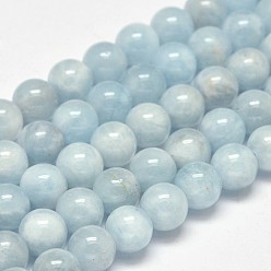 Aguamarina Grado redonda ab hebras de perlas naturales de color turquesa, 10 mm, agujero: 1 mm, sobre 40 unidades / cadena, 15.5 pulgada