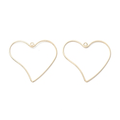 Real 14K Gold Plated Rack Plating Brass Open Back Bezel Pendants, Long-Lasting Plated, Cadmium Free & Lead Free, Hollow Heart, Real 14K Gold Plated, 36x40.5x1mm, Hole: 2.3mm