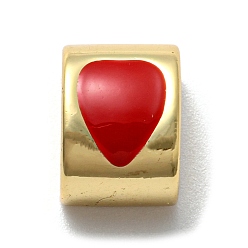 Corazón Perlas de esmalte de bronce, real 18 k chapado en oro, larga duración plateado, sin plomo y el cadmio, semicírculo, corazón, 11x8x8 mm, agujero: 2.7 mm