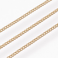 Golden Ion Plating(IP) Handmade 304 Stainless Steel Curb Chains, Soldered, with Spool, Golden, 1.2x1x0.2mm, about 32.8 Feet(10m)/roll