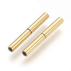 Golden Vacuum Plating 304 Stainless Steel Bayonet Clasps, Long-Lasting Plated, Column, Golden, 18~20x2.5mm, Hole: 1.5mm