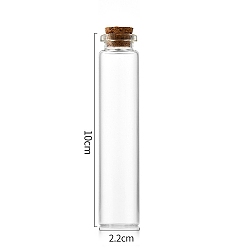 Прозрачный Стеклянная бутылка, с пробкой, бутылка желаний, колонка, прозрачные, 2.2x10 см, емкость: 25 мл (0.85 жидких унций)