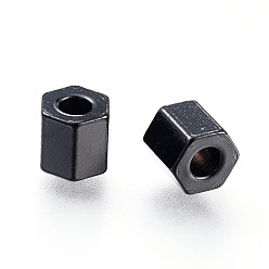 Electrophoresis Black 304 Stainless Steel Spacer Beads, Hexagon, Electrophoresis Black, 4x4x4mm, Hole: 1.8mm