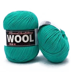 Dark Turquoise Polyester & Wool Yarn for Sweater Hat, 4-Strands Wool Threads for Knitting Crochet Supplies, Dark Turquoise, about 100g/roll