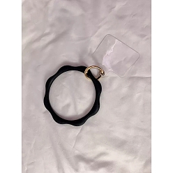 Noir Lanière de téléphone à boucle en silicone, lanière de poignet avec porte-clés en plastique et alliage plaqué or, noir, 9 cm