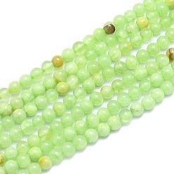 White Jade Natural White Jade Beads Strands, Imitation Green Calcite Round, Dyed, 4mm, Hole: 0.7mm, about 86pcs/Strand, 15.55 inch(39.5cm)