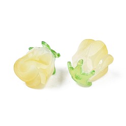 Champagne Yellow Plastic Beads, Flower, Champagne Yellow, 15x14x14mm, Hole: 1.2mm