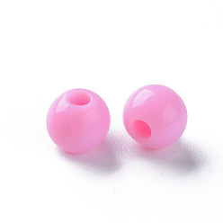 Hot Pink Opaque Acrylic Beads, Round, Hot Pink, 6x5mm, Hole: 1.8mm, about 4400pcs/500g