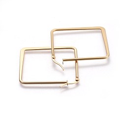 Golden 201 Stainless Steel Angular Hoop Earrings, with 304 Stainless Steel Pin, Hypoallergenic Earrings, Rhombus, Golden, 65.5x65x2mm, Pin: 1mm