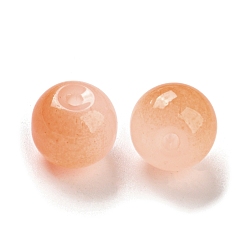 Orange Foncé Perles de verre de peinture par pulvérisation bicolore, imitation verre de jade, ronde, orange foncé, 10mm, Trou: 1.8mm, 200 pcs /sachet 
