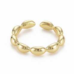Real 16K Gold Plated Brass Cuff Rings, Open Rings, Nickel Free, Real 16K Gold Plated, US Size 6 3/4(17.1mm)