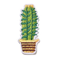 Verde Apliques de cactus, tela de bordado computarizada para planchar / coser parches, accesorios de vestuario, verde, 58x22x1.5 mm