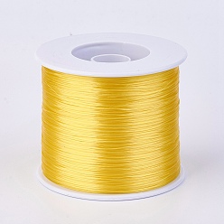 Oro Cuerda de cristal elástica plana, hilo de cuentas elástico, para hacer la pulsera elástica, oro, 0.7 mm, aproximadamente 546.8 yardas (500 m) / rollo