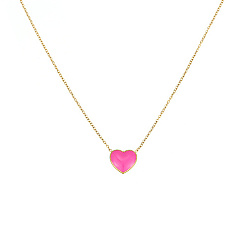 Oro Collares colgantes de corazón de acero inoxidable, con esmalte, dorado, 15.75 pulgada (40 cm)
