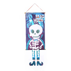 Skeleton Halloween Theme Felt Cloth Hanging Door Signs, Wall Decoration, Decorative Props for Indoor, Outdoor, Skeleton Pattern, 1280~1375mm