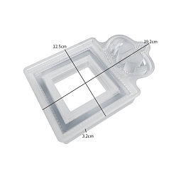 Carré Moules de cadre photo en silicone bricolage, moules de résine, pour la résine UV, fabrication de bijoux en résine époxy, carrée, 192x125x32mm